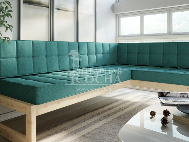 Диван Сега Угловой Textile Сосна Turquoise Диван Сега Угловой Textile Сосна Turquoise