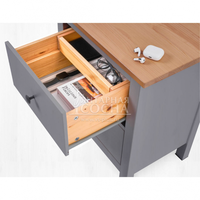 Тумба прикроватная КЫМОР 2 ящика Серая/Светло-коричневая Тумба прикроватная КЫМОР 2 ящика Серая/Светло-коричневая