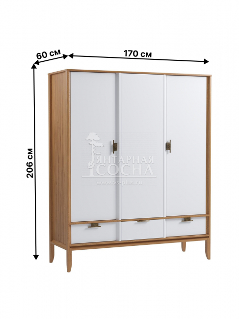 Шкаф для одежды 3х дверный Бридж с глухими дверями браун/белый лак Шкаф для одежды 3х дверный Бридж с глухими дверями браун/белый лак