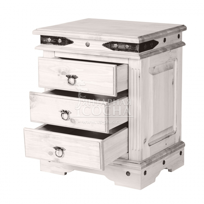 Тумба прикроватная Викинг 02 из массива сосны (белый воск) Тумба прикроватная Викинг 02 из массива сосны (белый воск)