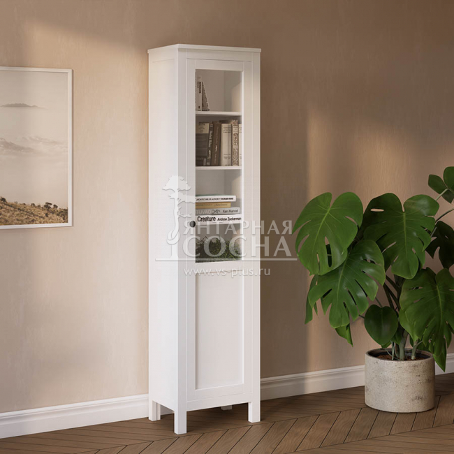 Шкаф узкий для книг КЫМОР Стекло/Панель 49 Белый Шкаф узкий для книг КЫМОР Стекло/Панель 49 Белый