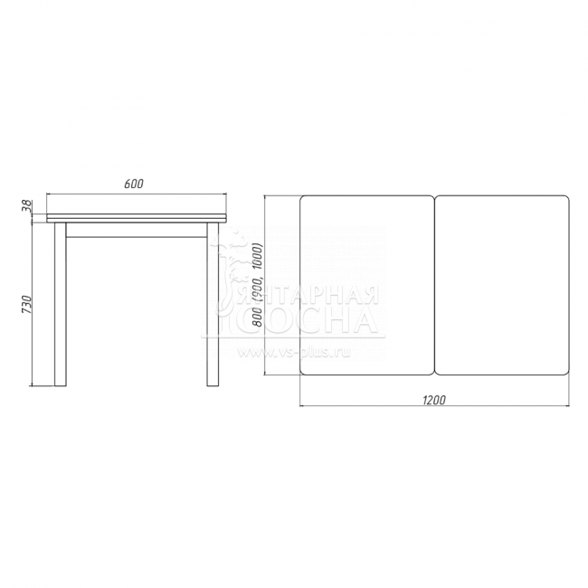 Стол раскладной Классик из массива дуба Стол раскладной Классик из массива дуба