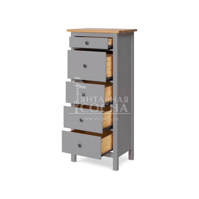 Комод узкий КЫМОР 5 ящиков Серый/Светло-коричневый Комод узкий КЫМОР 5 ящиков Серый/Светло-коричневый