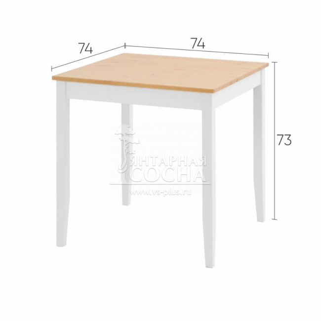 Стол обеденный ЛЫМ 74x74 Белый/Светло-коричневый Стол обеденный ЛЫМ 74x74 Белый/Светло-коричневый