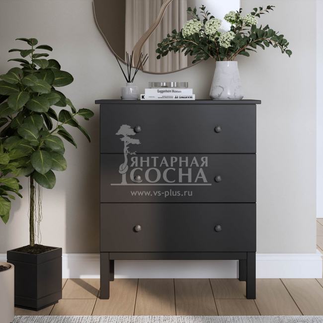 Комод ТИРАНА 3 ящика Черный Комод ТИРАНА 3 ящика Черный