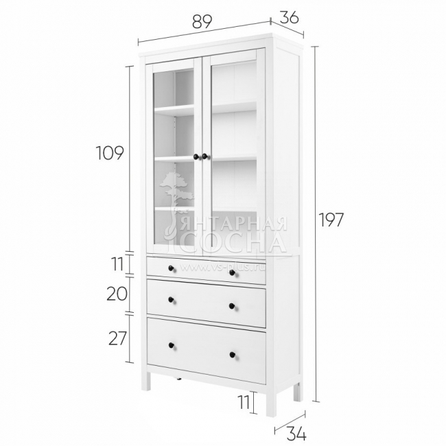 Шкаф для книг КЫМОР 3 ящика 90 Белый Шкаф для книг КЫМОР 3 ящика 90 Белый