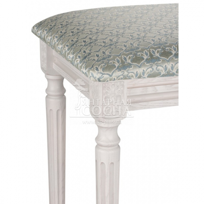 Банкетка "Римская" 350х490 дуб белый/серая патина/жаккард бирюзовый Банкетка "Римская" 350х490 дуб белый/серая патина/жаккард бирюзовый