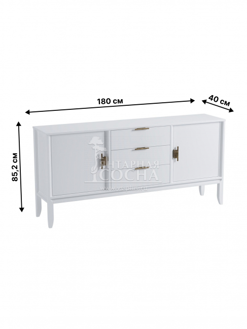 Комод Бридж 2 двери 3 ящика белый лак Комод Бридж 2 двери 3 ящика белый лак