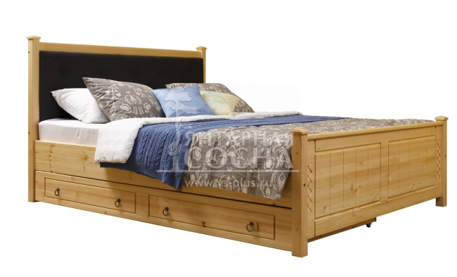 Кровать Дания-1  с мягким изголовьем с ящиком двуспальная