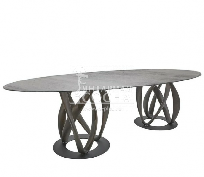 Стол обеденный овальный двойной Инфинити со столешницей из дуба Стол обеденный овальный двойной Инфинити со столешницей из дуба