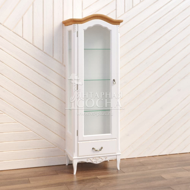 Витрина стеклянная L с зеркалом Прованс ясень Витрина стеклянная L с зеркалом Прованс ясень