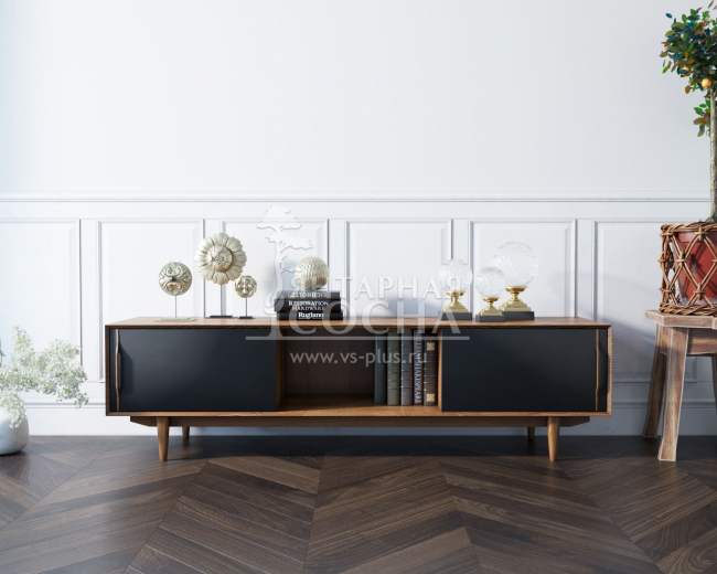 Консоль под TV в Скандинавском стиле "Bruni Black" арт BR-22Black Консоль под TV в Скандинавском стиле "Bruni Black" арт BR-22Black