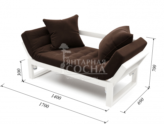 Кушетка Амбер Velvet Белая эмаль Chocolate Кушетка Амбер Velvet Белая эмаль Chocolate