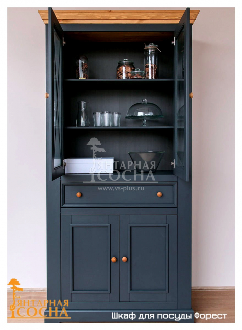 Шкаф для посуды Форест Графит широкий 4 двери 1 ящик Шкаф для посуды Форест Графит широкий 4 двери 1 ящик