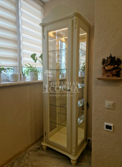 Шкаф-витрина Скандия 1-ств высокий, стекло с витражной сеткой, левое открывание Шкаф-витрина Скандия 1-ств высокий, стекло с витражной сеткой, левое открывание