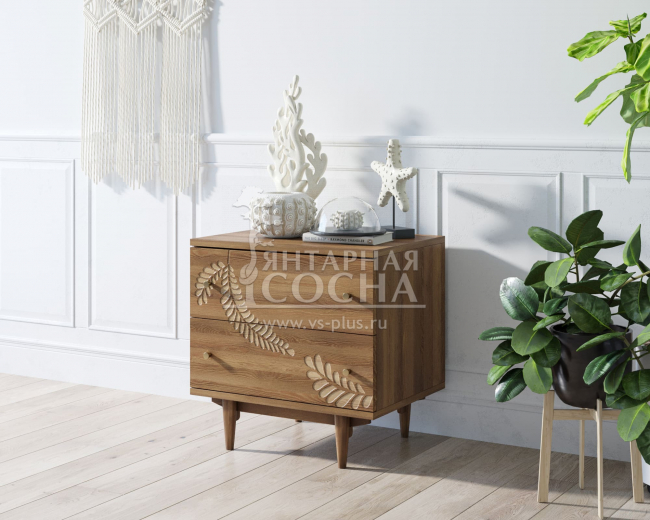 Комод "Boho" 2 ящика с растением арт BH05 Комод "Boho" 2 ящика с растением арт BH05
