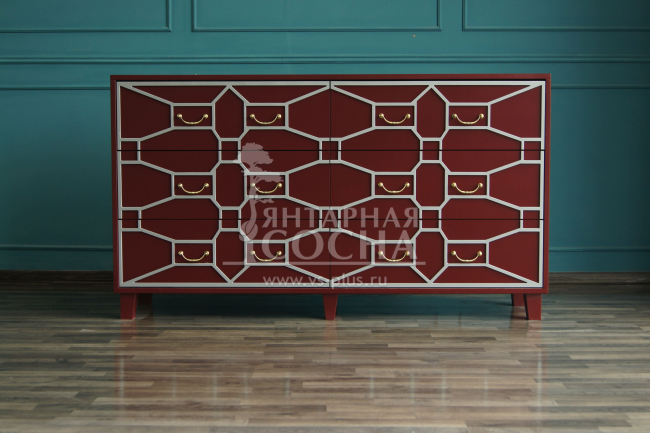 Бордовый комод "Emerald" 6 ящиков арт DSC348ETG/R Бордовый комод "Emerald" 6 ящиков арт DSC348ETG/R