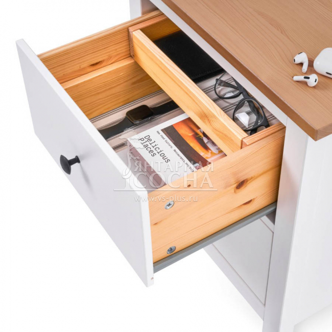 Тумба прикроватная КЫМОР 2 ящика Белая/Светло-коричневая Тумба прикроватная КЫМОР 2 ящика Белая/Светло-коричневая