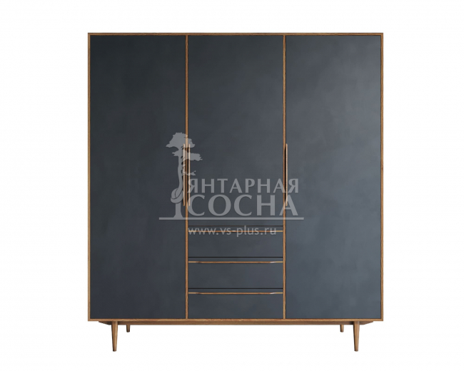 Шкаф в скандинавском стиле "Bruni Black" трехстворчатый арт BR27/3Black Шкаф в скандинавском стиле "Bruni Black" трехстворчатый арт BR27/3Black