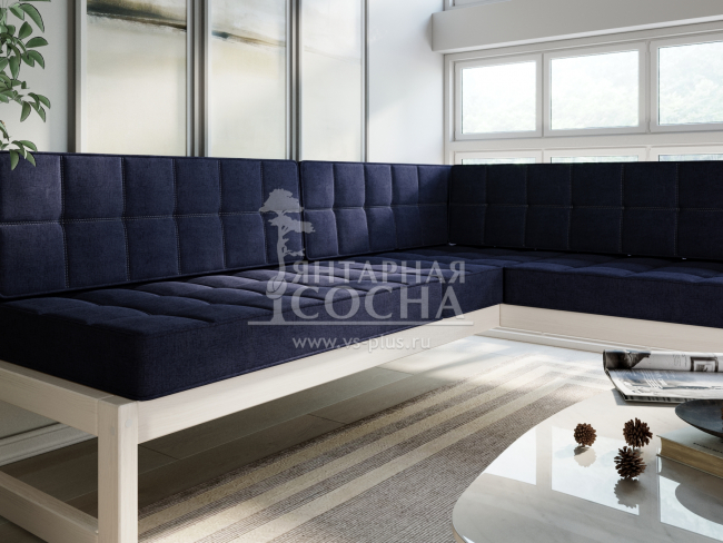 Диван Сега Угловой Textile Беленый Дуб Royal Blue Диван Сега Угловой Textile Беленый Дуб Royal Blue