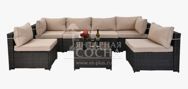 Комплект плетеной мебели YR822Br Brown-Beige (подушка бежевая) Комплект плетеной мебели YR822Br Brown-Beige (подушка бежевая)