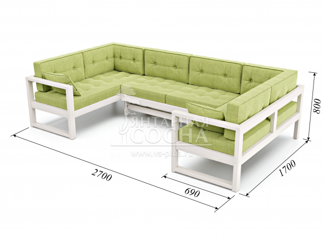 Диван Астер П-образный Textile Беленый Дуб Green Диван Астер П-образный Textile Беленый Дуб Green