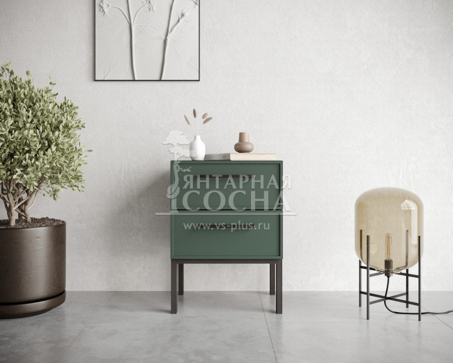 Тумбочка с двумя ящиками "Nicole" арт NEM16G Зеленый Тумбочка с двумя ящиками "Nicole" арт NEM16G Зеленый