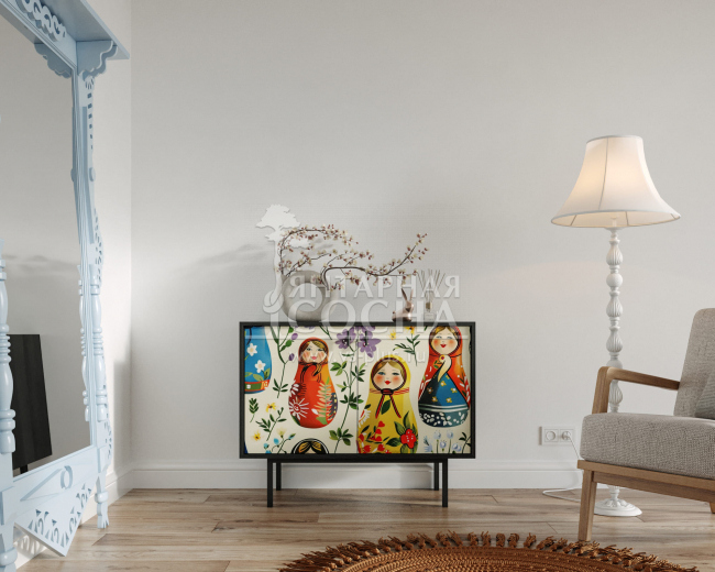 Комод с двумя дверками "Emerson" Матрешки арт EM02/Art04 Комод с двумя дверками "Emerson" Матрешки арт EM02/Art04