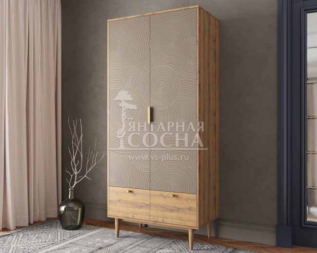 Шкаф двухстворчатый  с ящиками "Line" R26/beige Шкаф двухстворчатый  с ящиками "Line" R26/beige