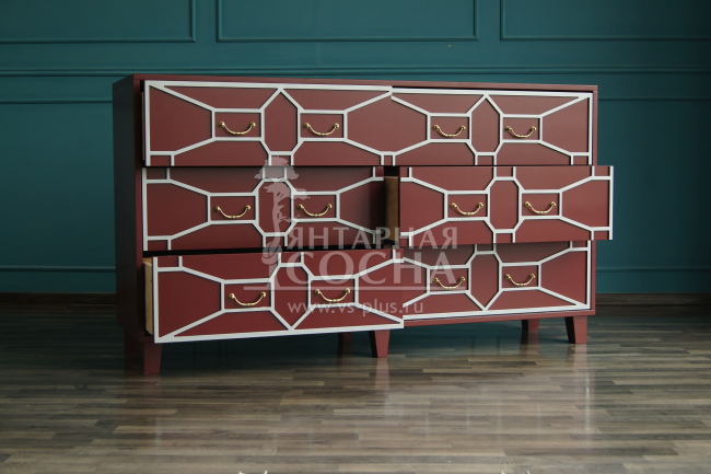 Бордовый комод "Emerald" 6 ящиков арт DSC348ETG/R Бордовый комод "Emerald" 6 ящиков арт DSC348ETG/R