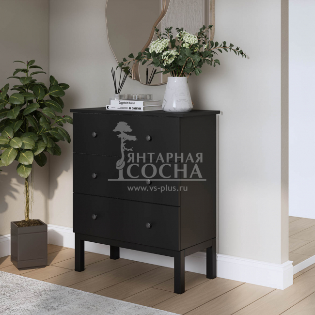 Комод ТИРАНА 3 ящика Черный Комод ТИРАНА 3 ящика Черный