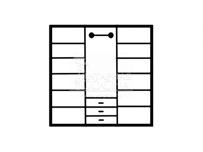 Шкаф 3-х створчатый с ящиками и зеркалом Лирона Шкаф 3-х створчатый с ящиками и зеркалом Лирона