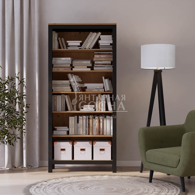 Стеллаж открытый КЫМОР 90 Черный/Светло-коричневый Стеллаж открытый КЫМОР 90 Черный/Светло-коричневый