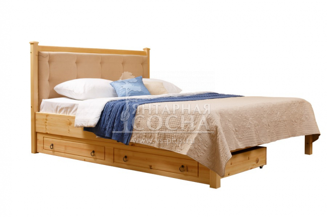 Кровать Дания-1/1 с мягким изголовьем с ящиками двуспальная Кровать Дания-1/1 с мягким изголовьем с ящиками двуспальная