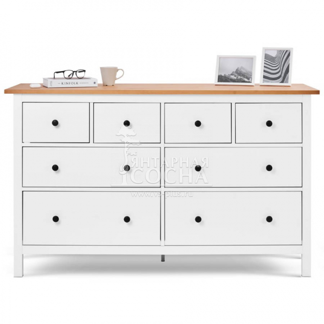 Комод широкий КЫМОР 8 ящиков Белый/Светло-коричневый Комод широкий КЫМОР 8 ящиков Белый/Светло-коричневый