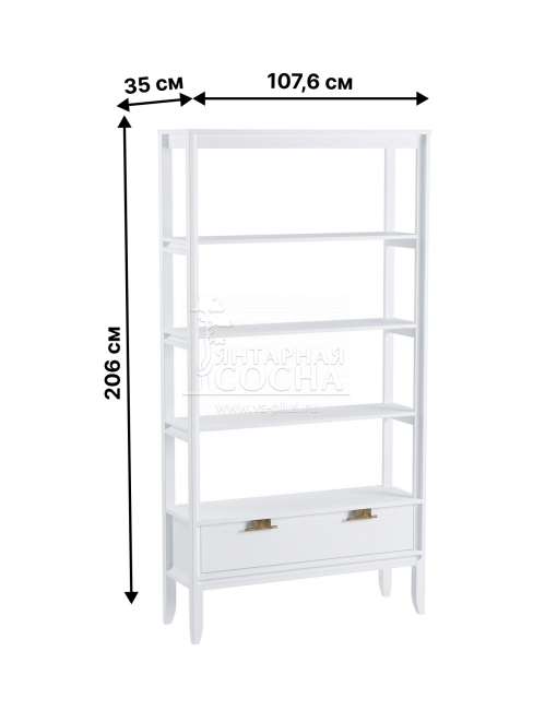 Стеллаж Бридж сквозной широкий с 1 ящиком белый лак Стеллаж Бридж сквозной широкий с 1 ящиком белый лак