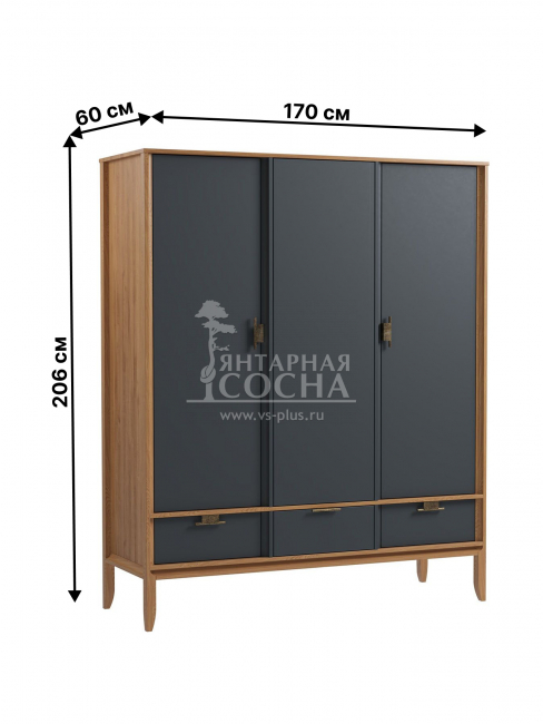 Шкаф для одежды 3х дверный Бридж с глухими дверями браун/серый 7012 Шкаф для одежды 3х дверный Бридж с глухими дверями браун/серый 7012