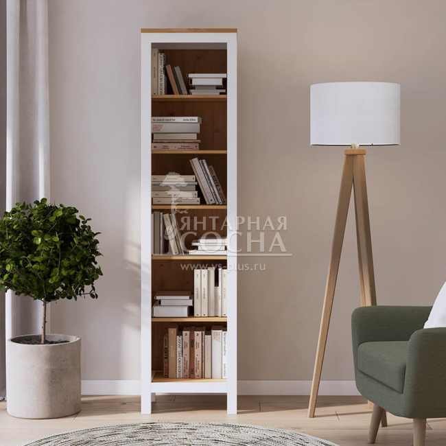 Стеллаж узкий открытый 49 Белый/Светло-коричневый Стеллаж узкий открытый 49 Белый/Светло-коричневый