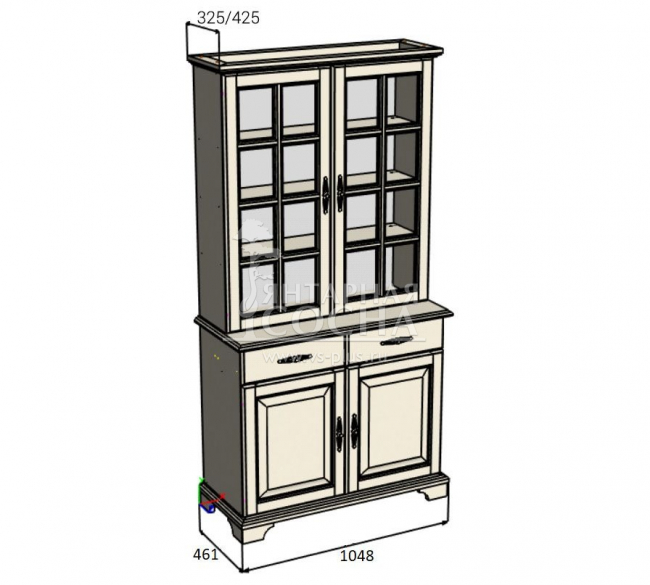 Шкаф-буфет "Брусно" 2-створчатый из массива сосны Шкаф-буфет "Брусно" 2-створчатый из массива сосны