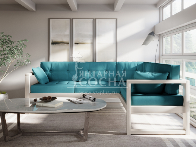 Диван Астер Угловой Velvet Белый Blue Диван Астер Угловой Velvet Белый Blue