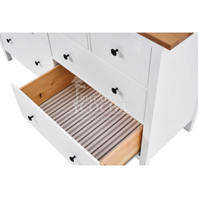 Комод широкий КЫМОР 8 ящиков Белый/Светло-коричневый Комод широкий КЫМОР 8 ящиков Белый/Светло-коричневый