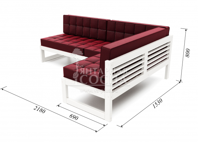 Диван Сега Угловой Velvet Белая эмаль Vinous Диван Сега Угловой Velvet Белая эмаль Vinous