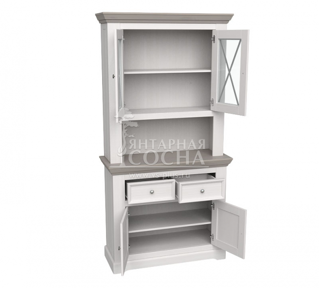 Надстройка комода (буфет большой) Форест 3 двери 2 ящика белый воск/антрацит Надстройка комода (буфет большой) Форест 3 двери 2 ящика белый воск/антрацит