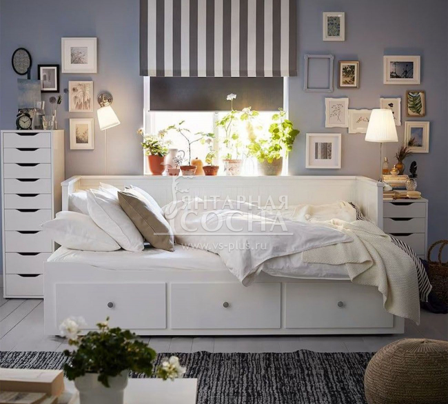 Кровать-тахта с 3-мя спинками Кантри с ящиками Кровать-тахта с 3-мя спинками Кантри с ящиками