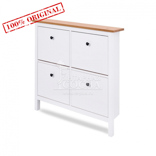 Обувница 4 ящика ХЕМНЭС Profi&Hobby 106х101х22 белый/светло-коричневый