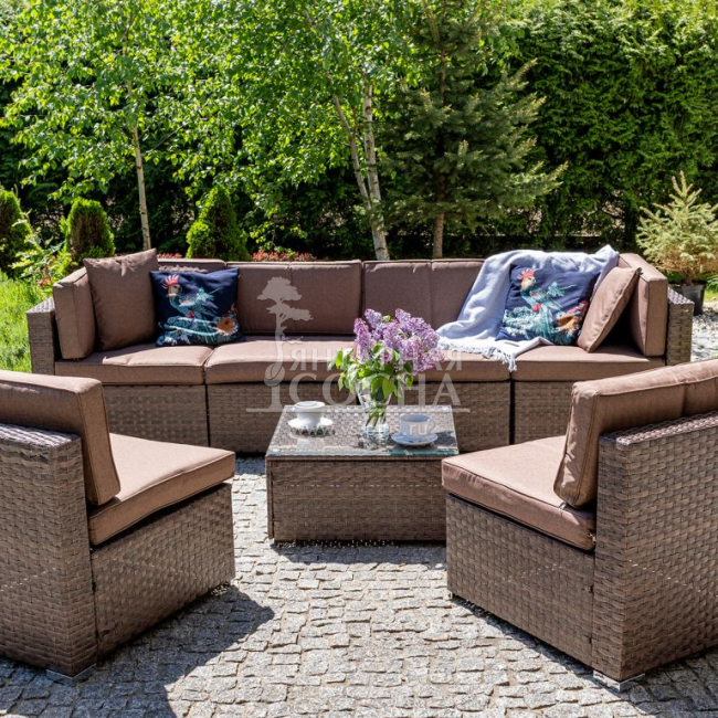 Плетеный модульный диван YR822BB-Brown/Brown Плетеный модульный диван YR822BB-Brown/Brown