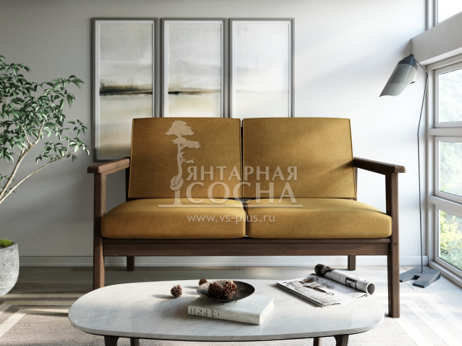 Диван Лориан М Velvet Орех Mustard Диван Лориан М Velvet Орех Mustard