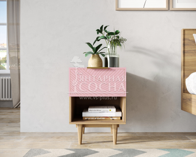 Тумбочка с верхним ящиком "Line" LN10/GR1/pink Тумбочка с верхним ящиком "Line" LN10/GR1/pink