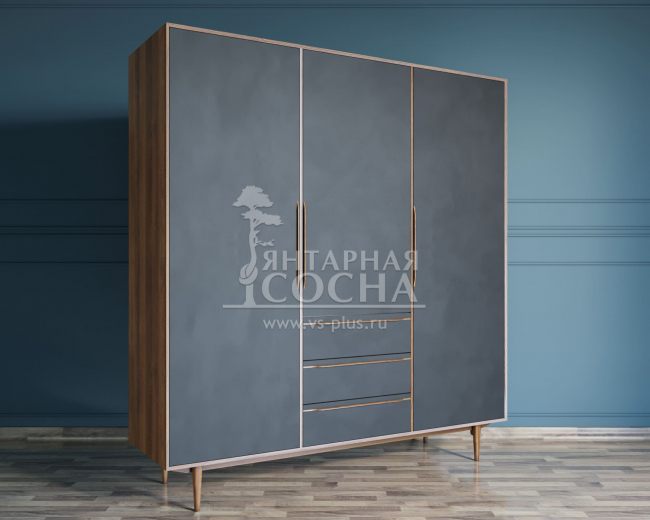 Шкаф в скандинавском стиле "Bruni Black" трехстворчатый арт BR27/3Black Шкаф в скандинавском стиле "Bruni Black" трехстворчатый арт BR27/3Black