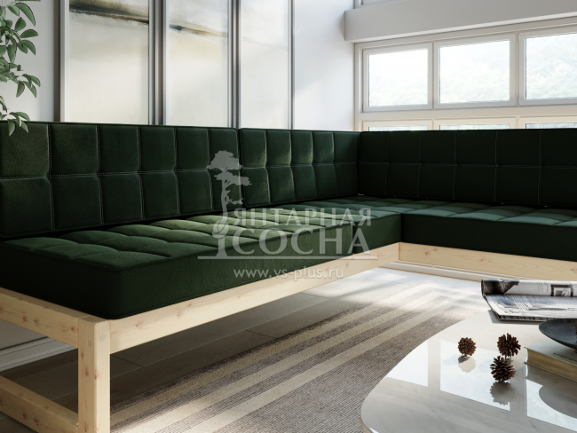 Диван Сега Угловой Velvet Сосна Green Диван Сега Угловой Velvet Сосна Green